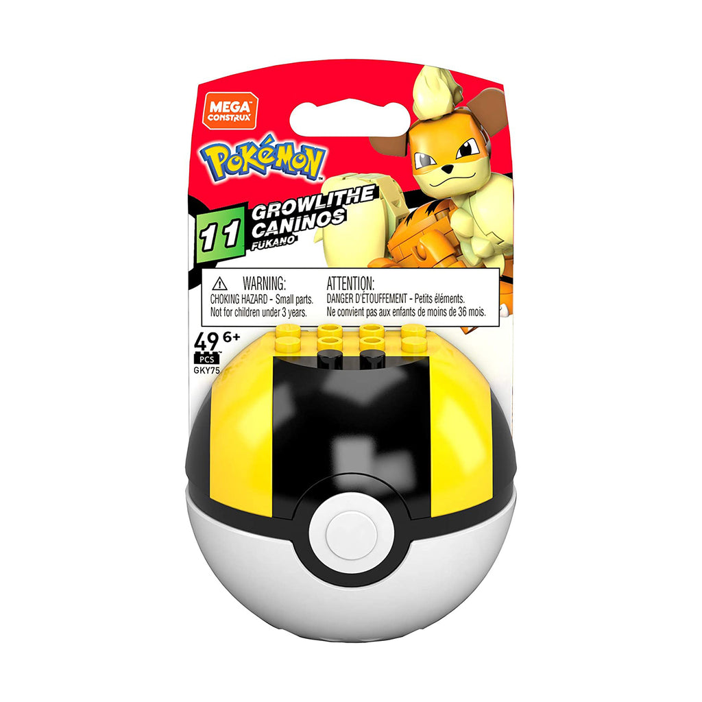 Mega Construx Pokemon Growlithe Caninos Poke Ball Building Set