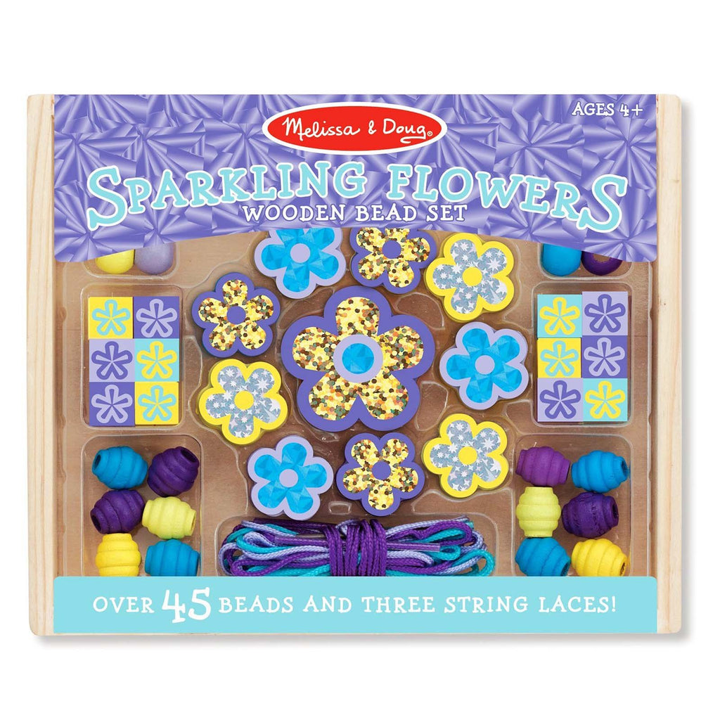 Melissa And Doug Sparkling Flowers Wooden Bead Set