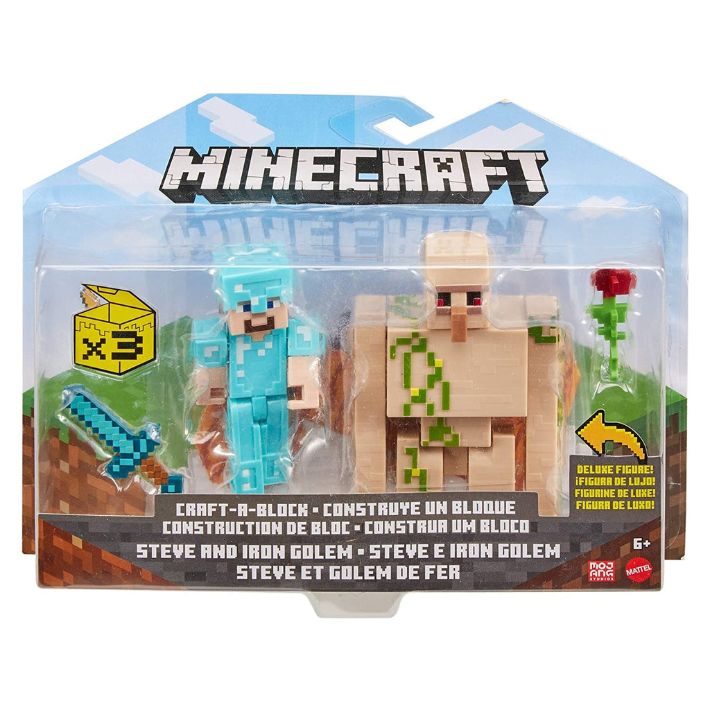 Minecraft Craft A Block Steve Iron Golem Figure Set
