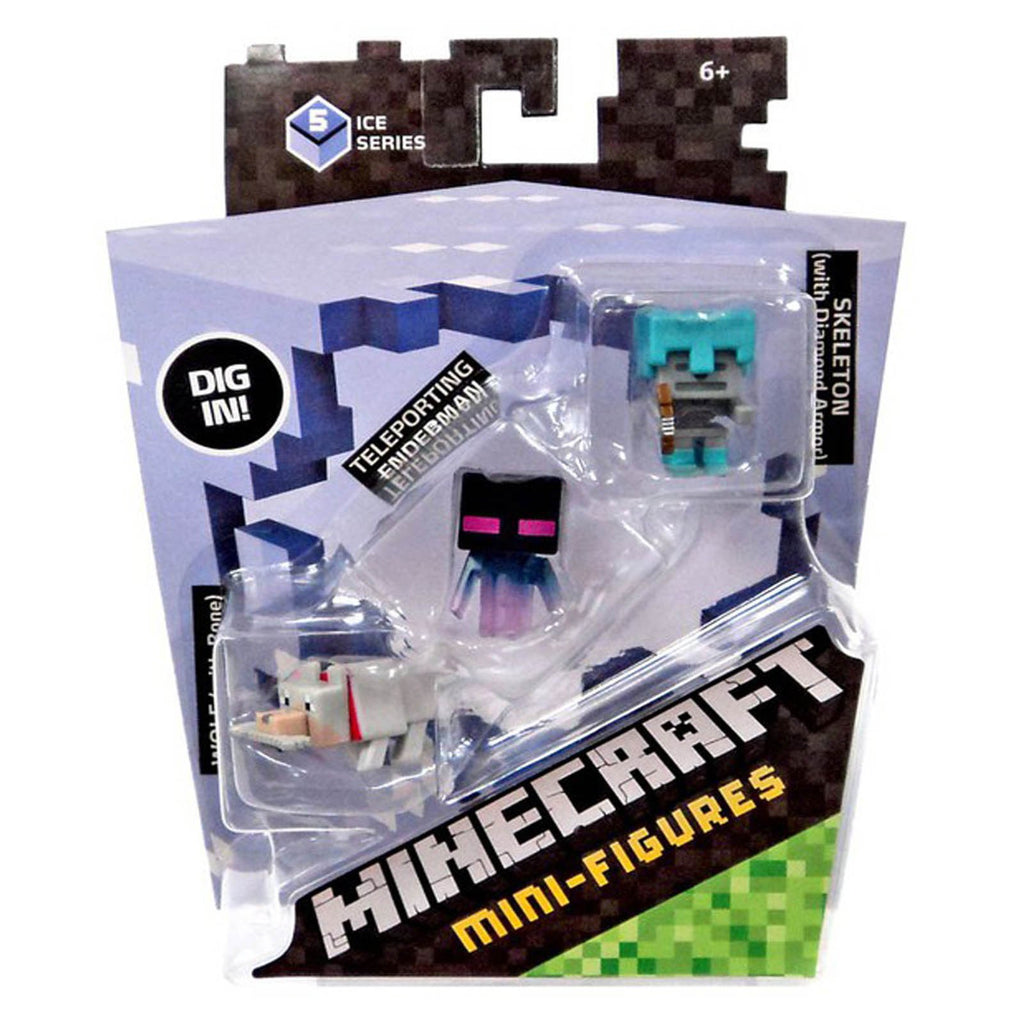 Minecraft 5 Ice Series Wolf Enderman Skeleton Mini Figures 3 Pack