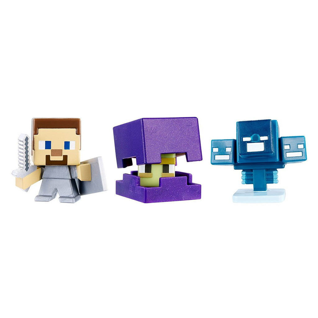 Minecraft 6 End Stone Shulker Steve Wither Mini Figures 3 Pack