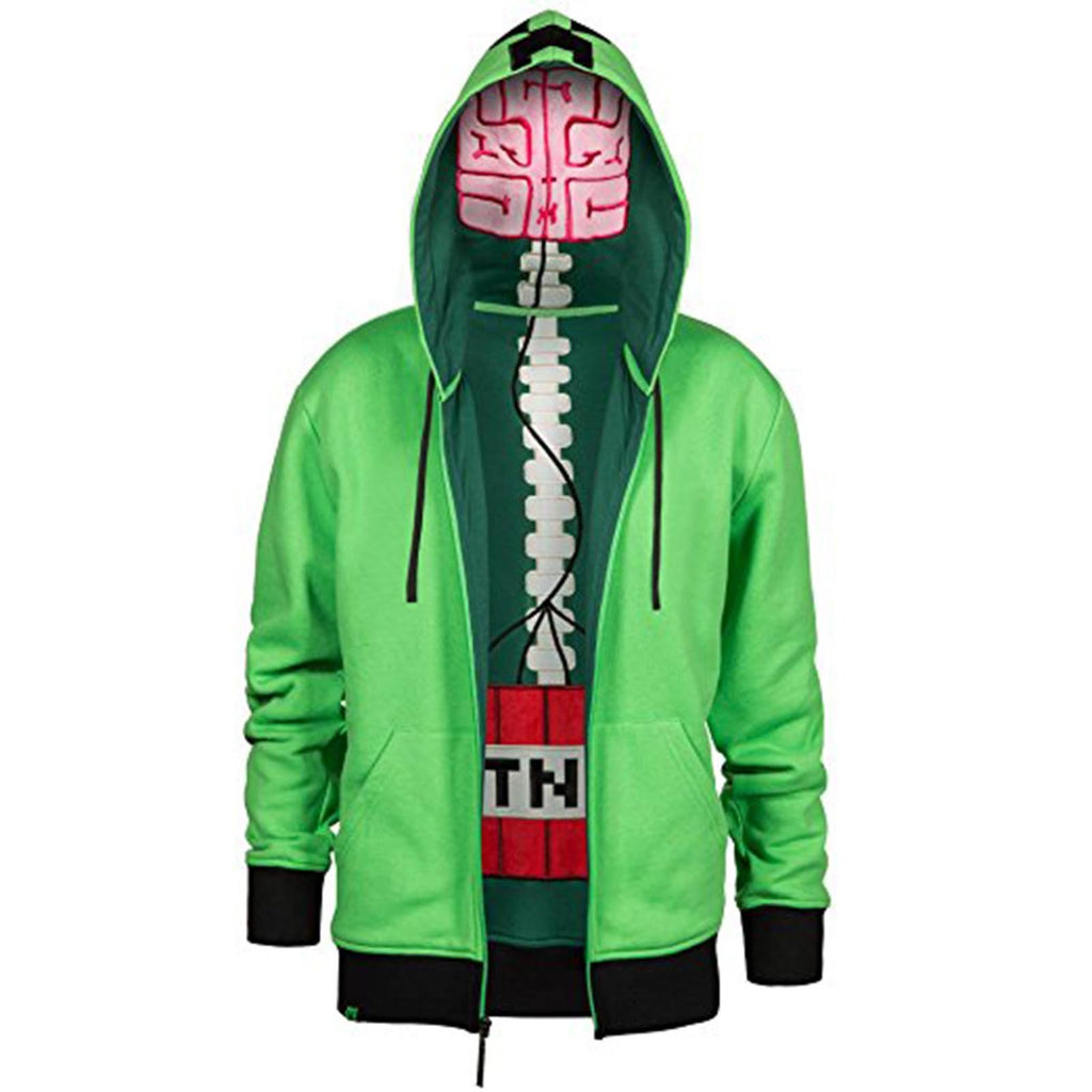 Minecraft Creeper Anatomy Premium Adult Zip Up Hoodie
