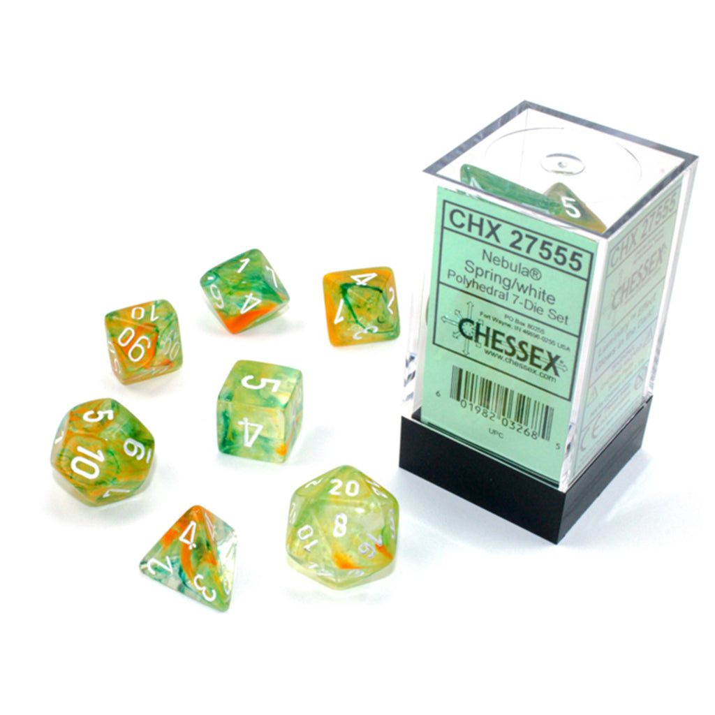 Chessex 7 Set Polyhedral Dice Nebula Spring White  Luminary CHX27555