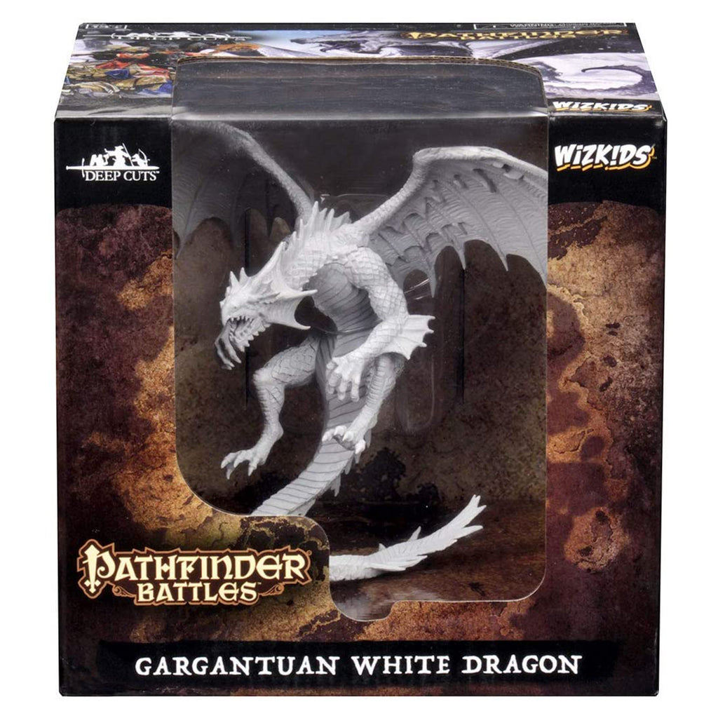 Pathfinder Battles Deep Cuts Unpainted  Gargantuan White Dragon Miniature