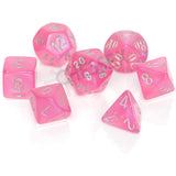 Chessex 7 Set Polyhedral Dice Borealis Pink Silver Luminary CHX27584 - Radar Toys