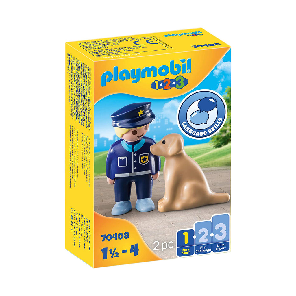 Playmobil 123 Police Officer With Dog Building Set 70408 - Radar Toys