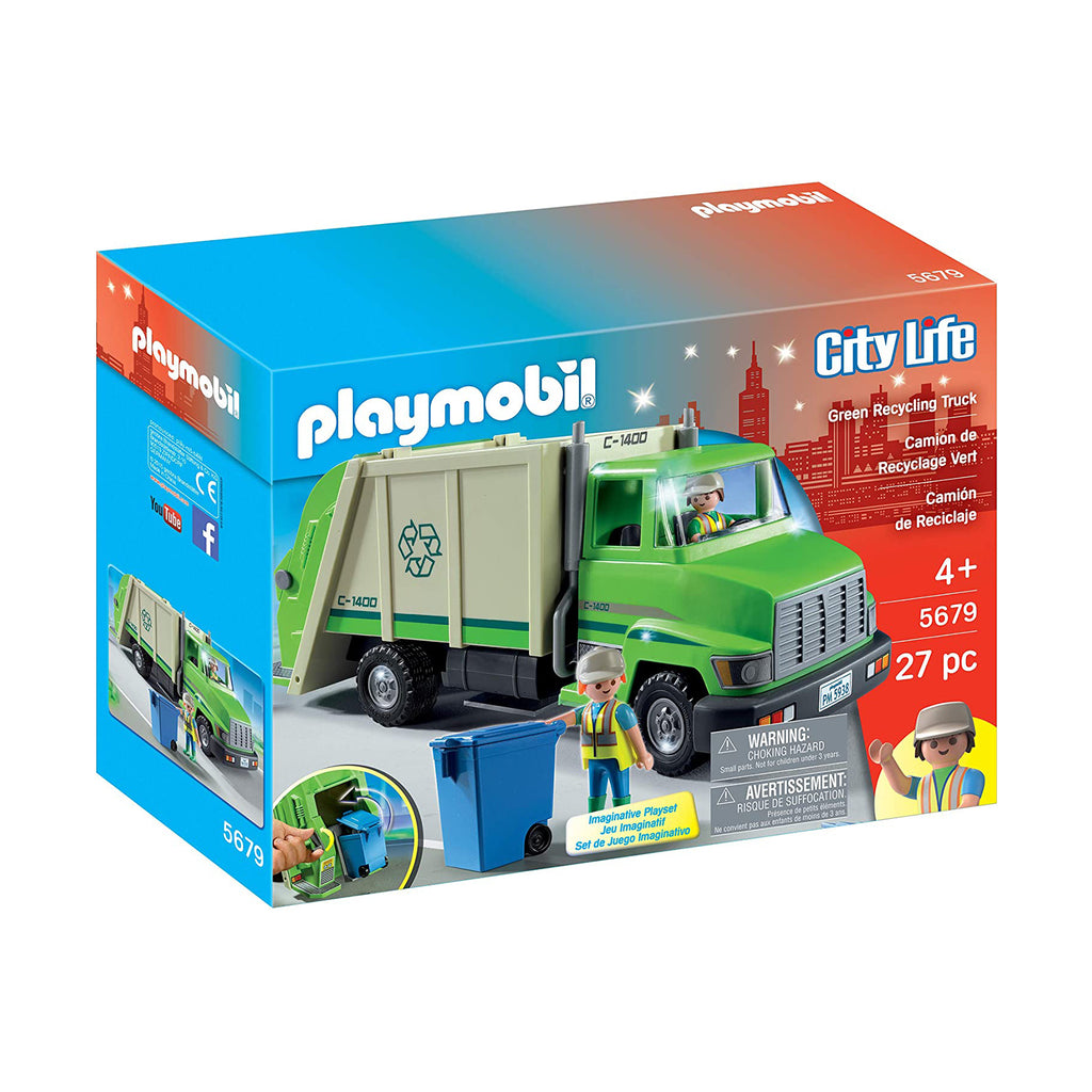 Playmobil City Life Green Recycling Truck Building Set 5679