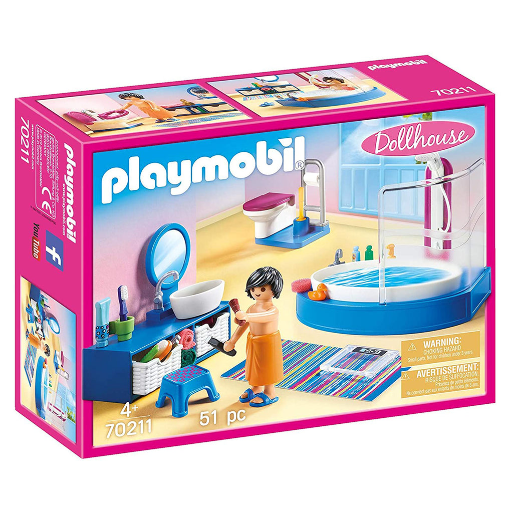 Playmobil Dollhouse Bathroom With Tub Building Set 70211 - Radar Toys