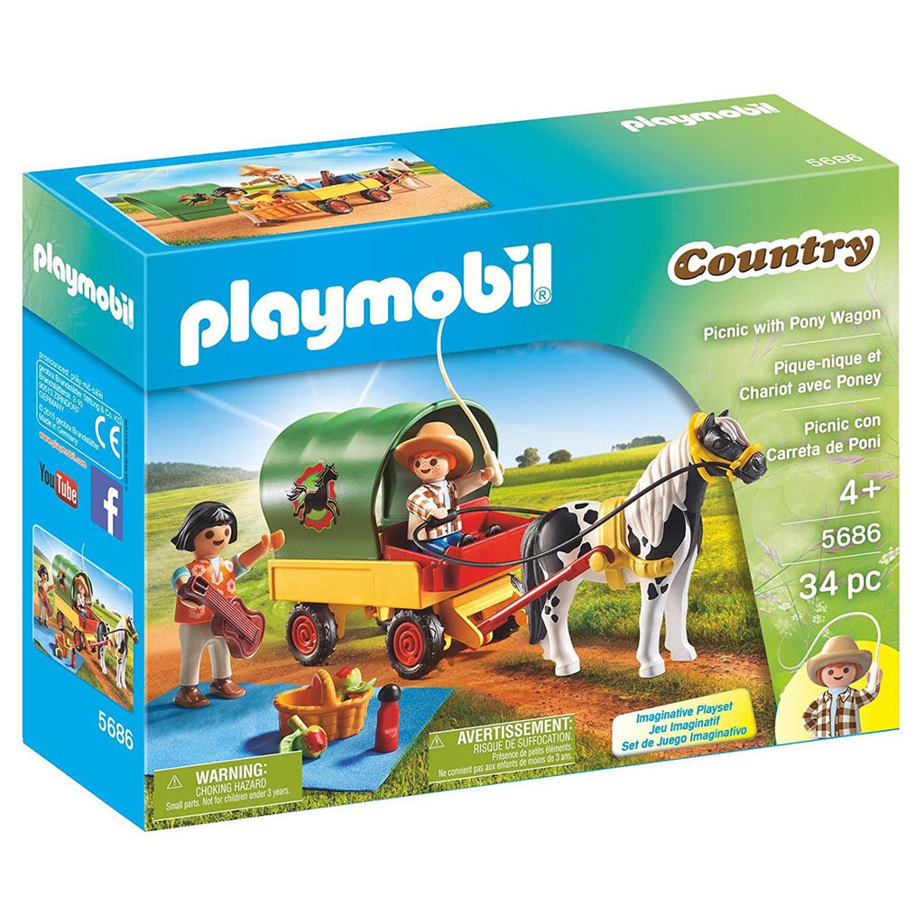 Playmobil Country Picnic With Pony Wagon Building Set 5686 - Radar Toys