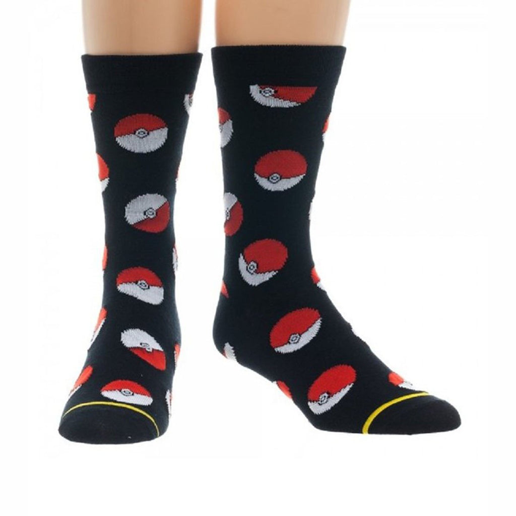 Pokemon Poke Ball Black All Over Print Crew Socks