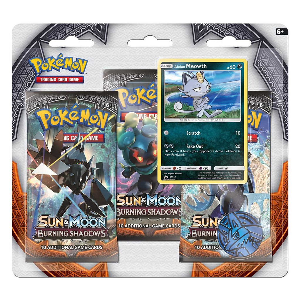 Pokemon Sun And Moon Burning Shadows 3 Booster Blister Meowth Set