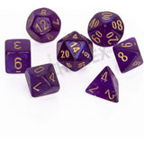 Chessex 7 Set Polyhedral Dice Borealis Royal Purple Gold Luminary CHX27587 - Radar Toys