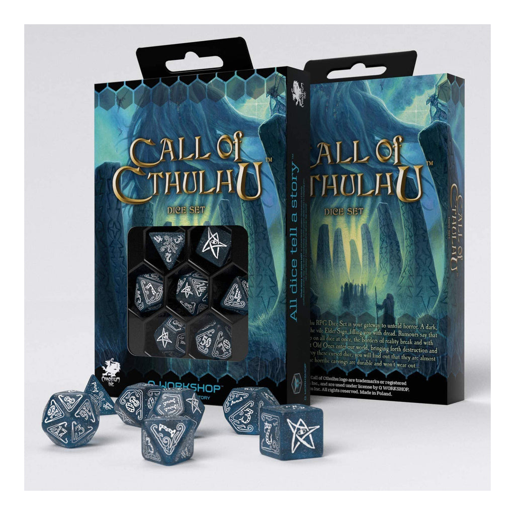 Q-Workshop Call Of Cthulhu Abyssal White 7 Piece Dice Set