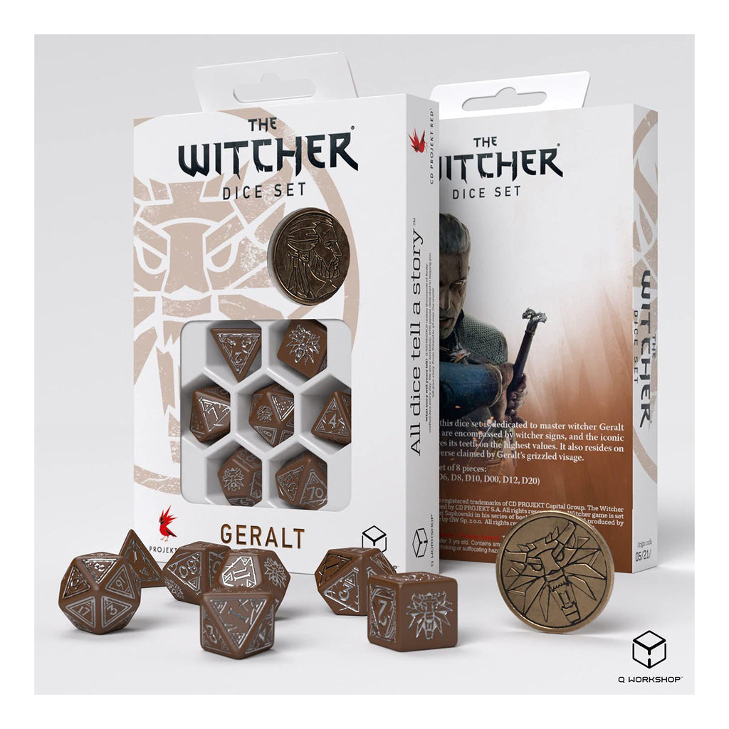 Q-Workshop The Witcher Geralt Roach's Companion 7 Piece Dice Set With Coin