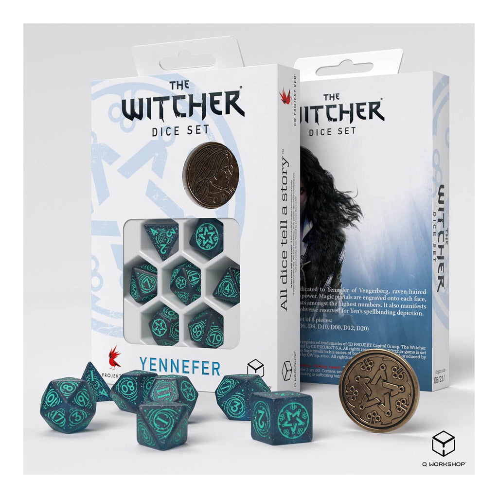 Q-Workshop The Witcher Yennefer Sorceress Supreme 7 Piece Dice Set With Coin