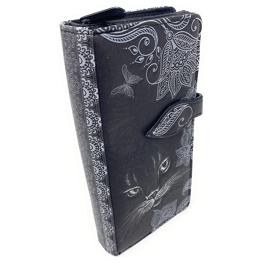 Shagwear Shadow Cat Large Black Zipper Wallet