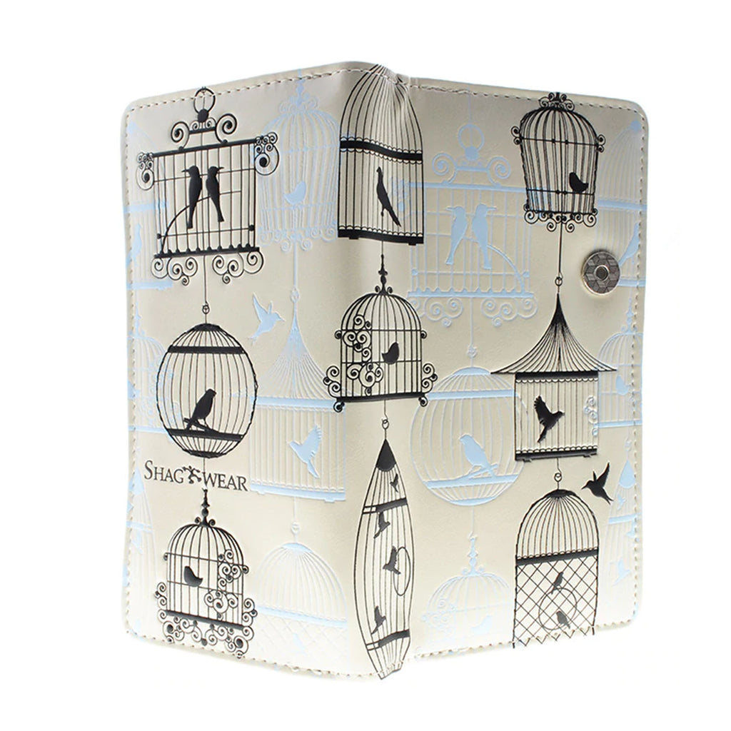 Shagwear Vintage Bird Cages Large Cream Zipper Wallet - Radar Toys