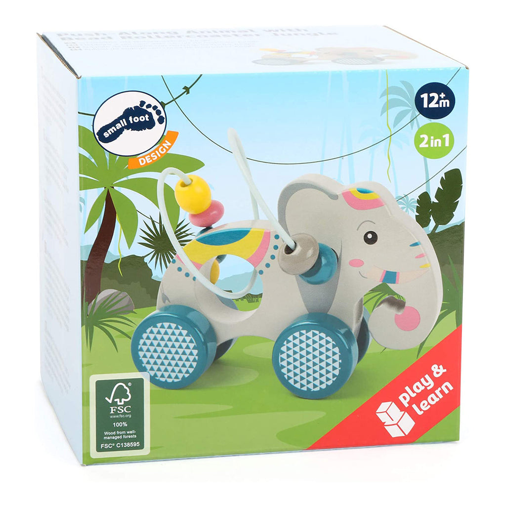 Small Foot Push Along Animal With Beads Jungle Set