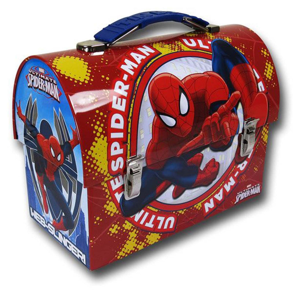 Spider-Man Ultimate Web Slinger Red Dome Metal Tin Box - Radar Toys