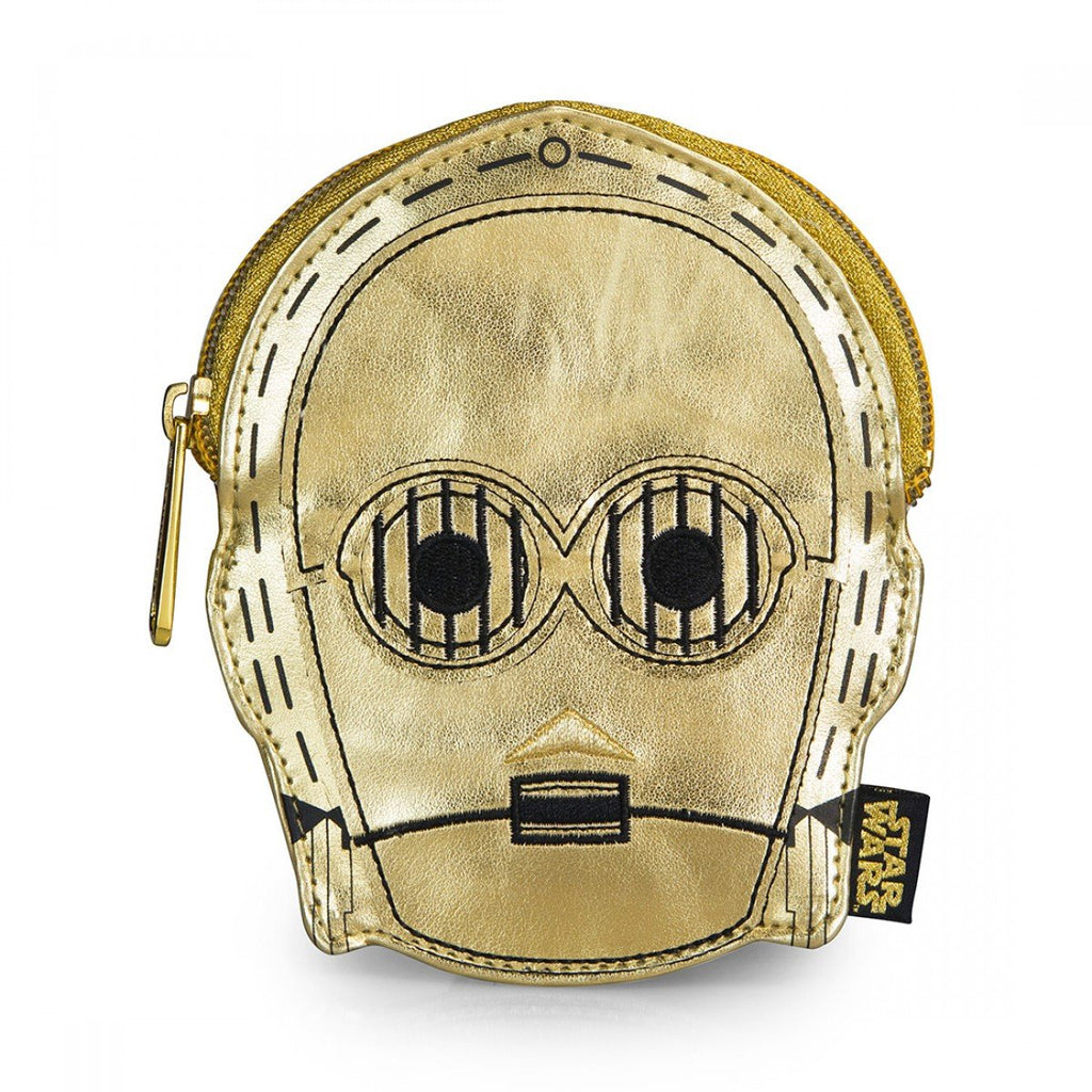 Star Wars C-3PO Metallic Gold Faux Leather Face Coin Bag Wallet