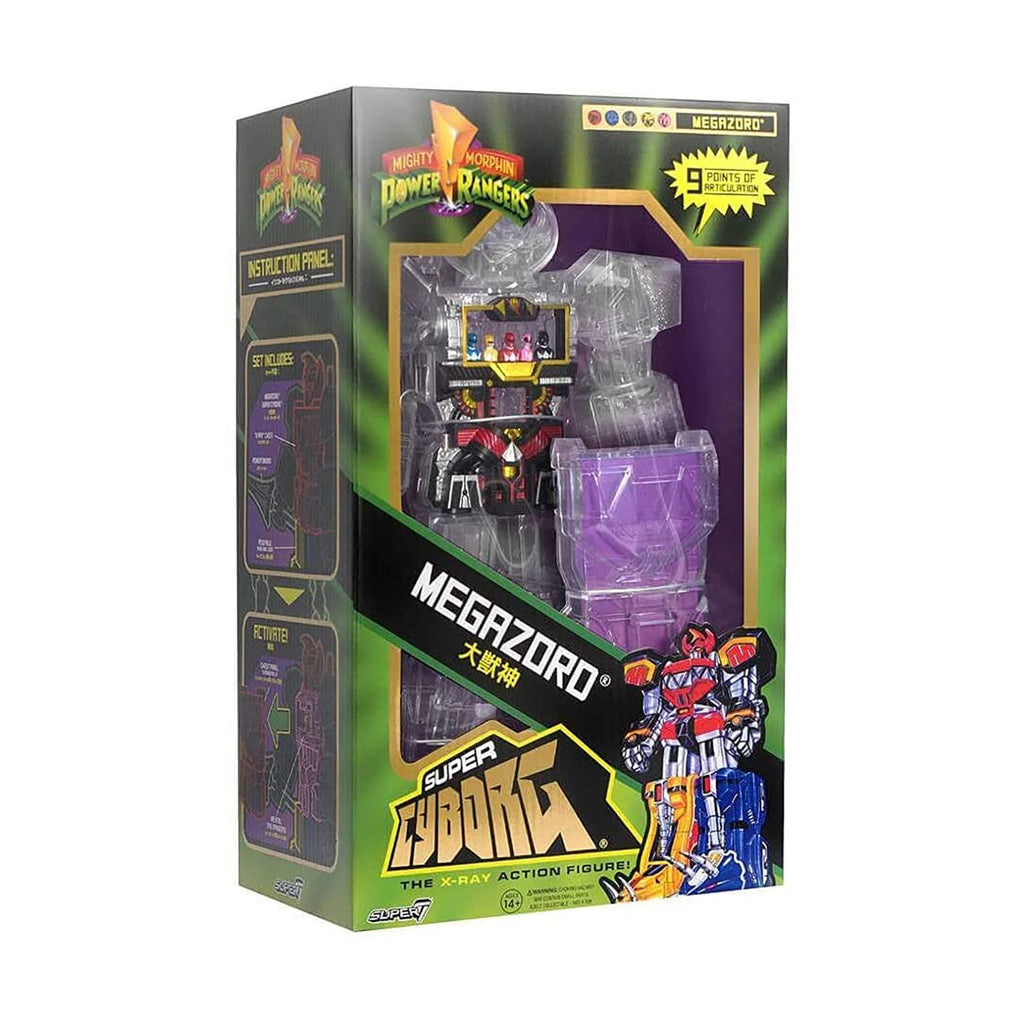 Super7 Mighty Morphin Power Rangers Super Cyborg Megazord Clear Reaction Figure