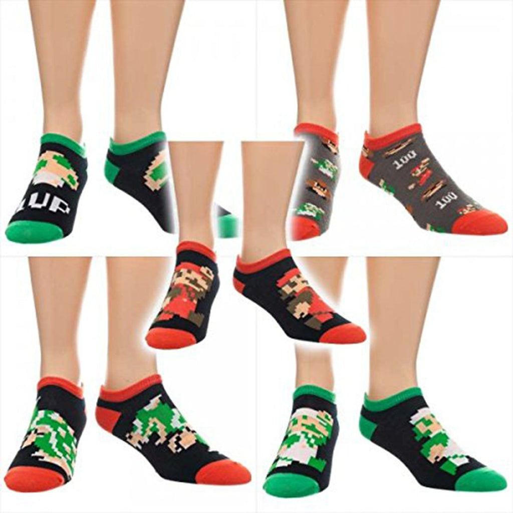 Super Mario Classic 5 Pack Of Ankle Socks - Radar Toys
