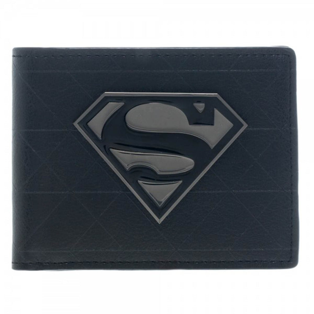 Superman Black Metal Badge Bi-Fold Wallet
