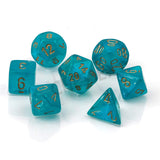 Chessex 7 Set Polyhedral Dice Borealis Teal Gold Luminary CHX27585 - Radar Toys