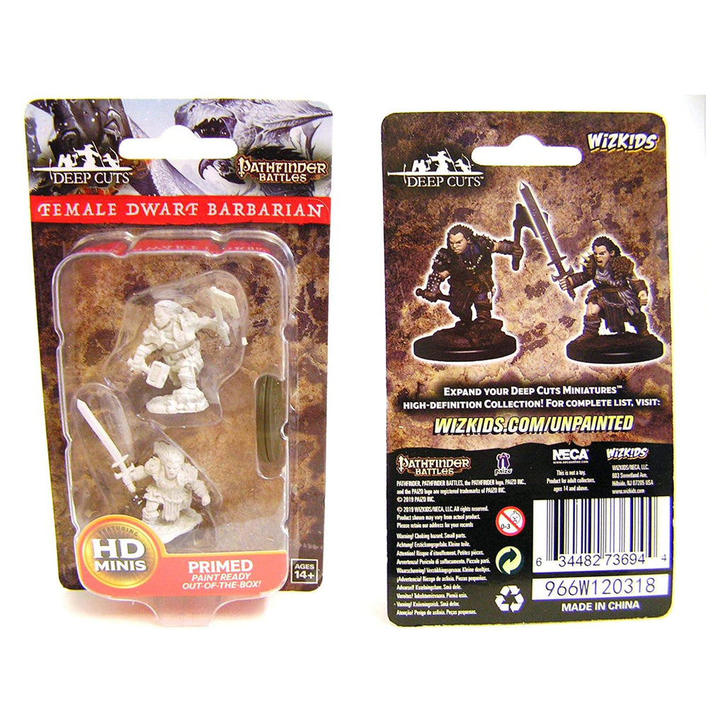 Wizkids Pathfinder Battles Deep Cuts Unpainted Female Dwarf Barbarian Figure Set - Radar Toys