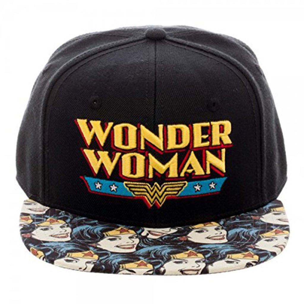 Wonder Woman Vintage Faces Bill Snapback Hat