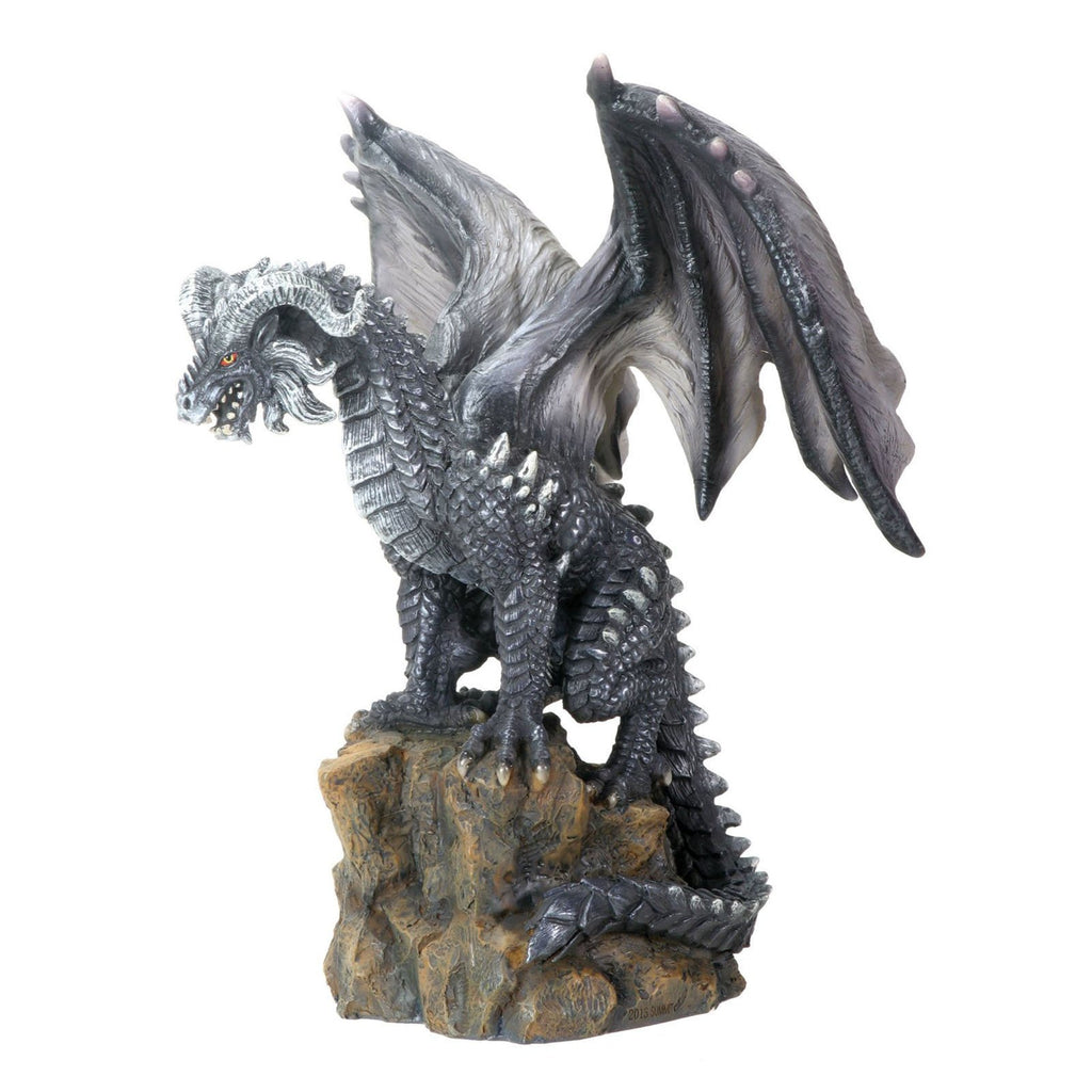 Dark Dragon On Rock Resin Statue