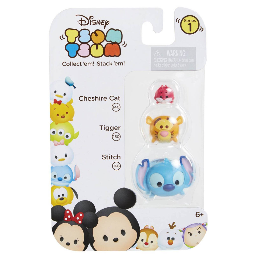 Disney Tsum Tsum Series 1 Cheshire Cat Tigger Stitch Figures 3 Pack