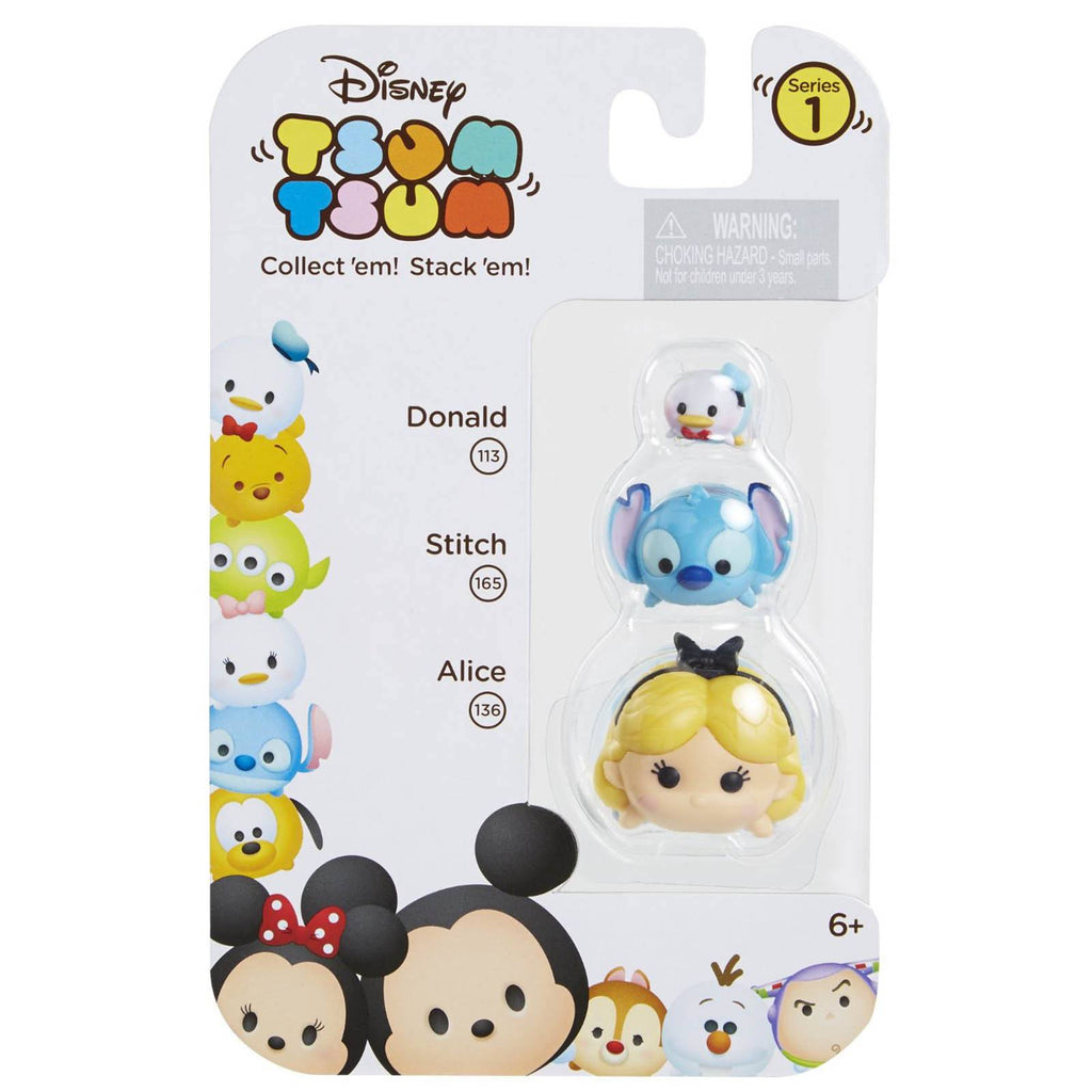 Disney Tsum Tsum Series 1 Donald Stitch Alice Figures 3 Pack