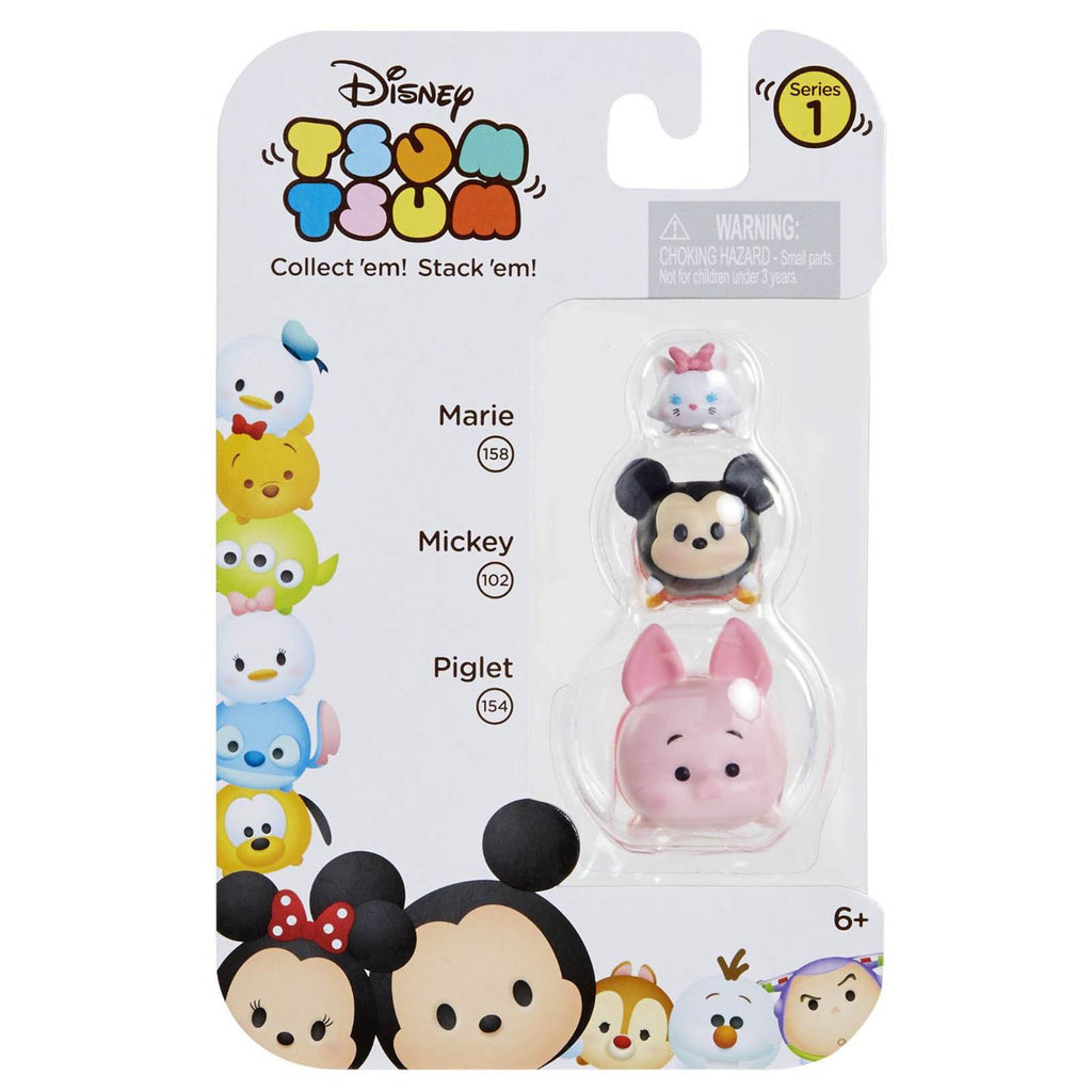 Disney Tsum Tsum Series 1 Marie Mickey Piglet Figures 3 Pack
