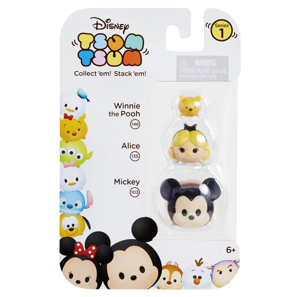 Disney Tsum Tsum Series 1 Pooh Alice Mickey Figures 3 Pack