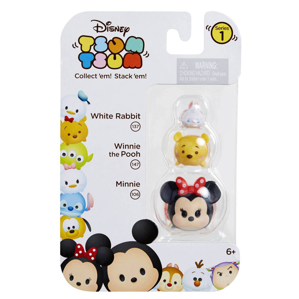 Disney Tsum Tsum Series 1 White Rabbit Pooh Minnie Figures 3 Pack