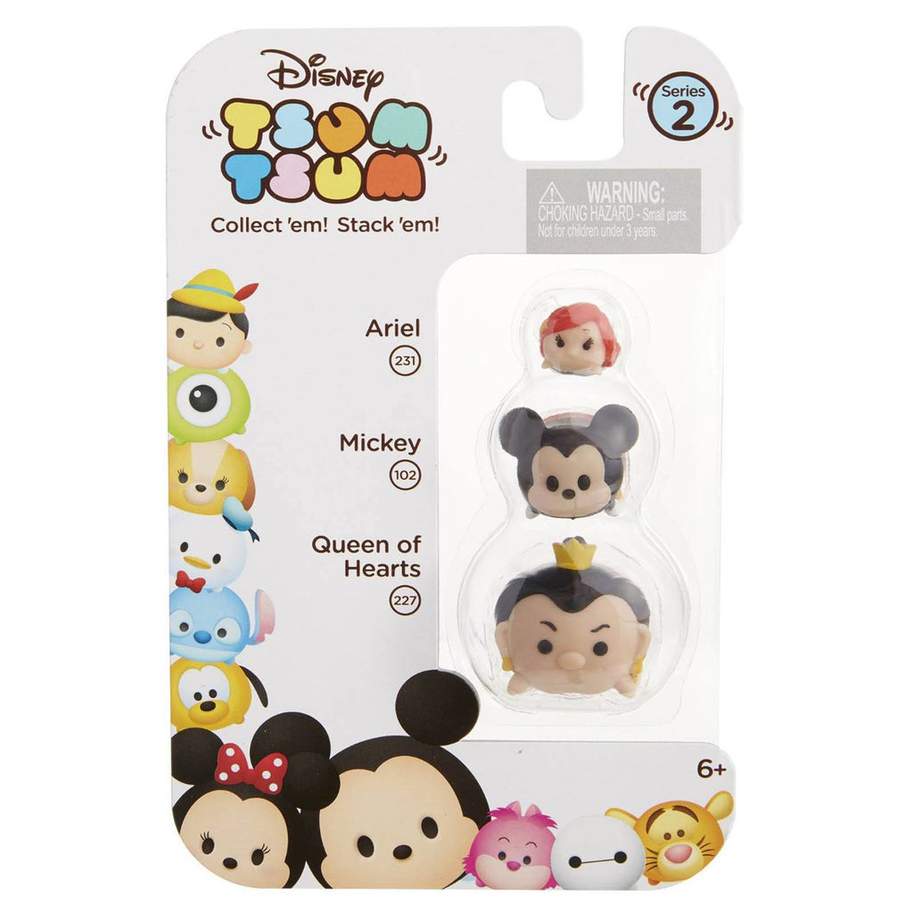 Disney Tsum Tsum Series 2 Ariel Mickey Queen Hearts Figures 3 Pack