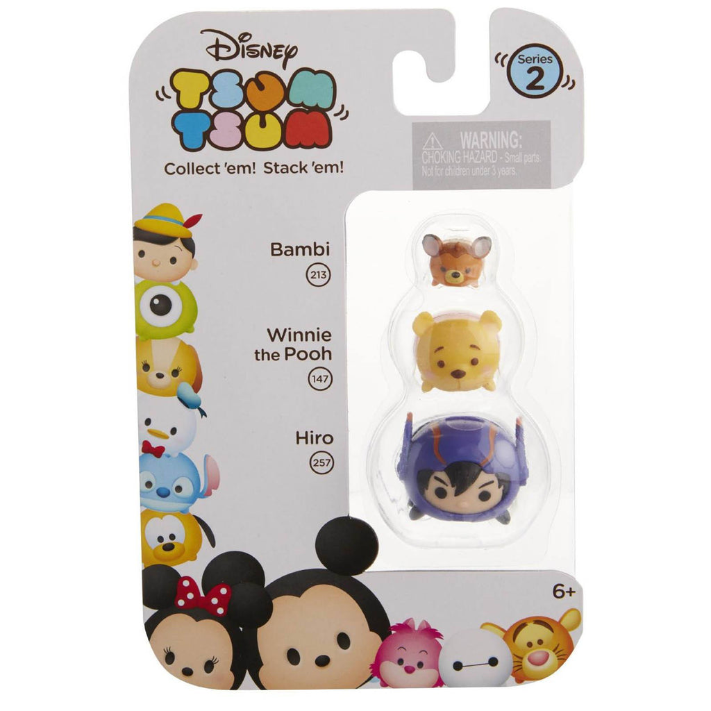 Disney Tsum Tsum Series 2 Bambi Winnie Hiro Figures 3 Pack