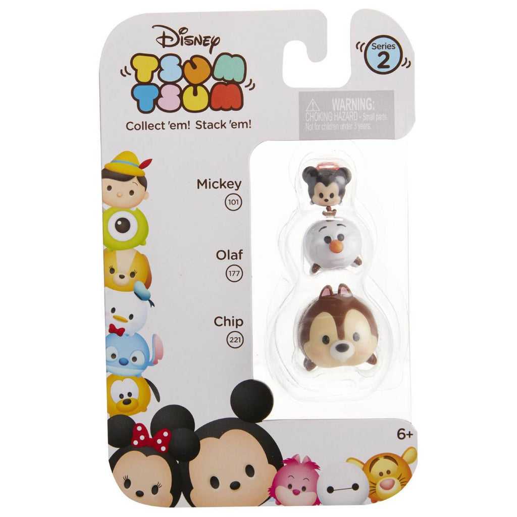 Disney Tsum Tsum Series 2 Mickey Olaf Chip Figures 3 Pack