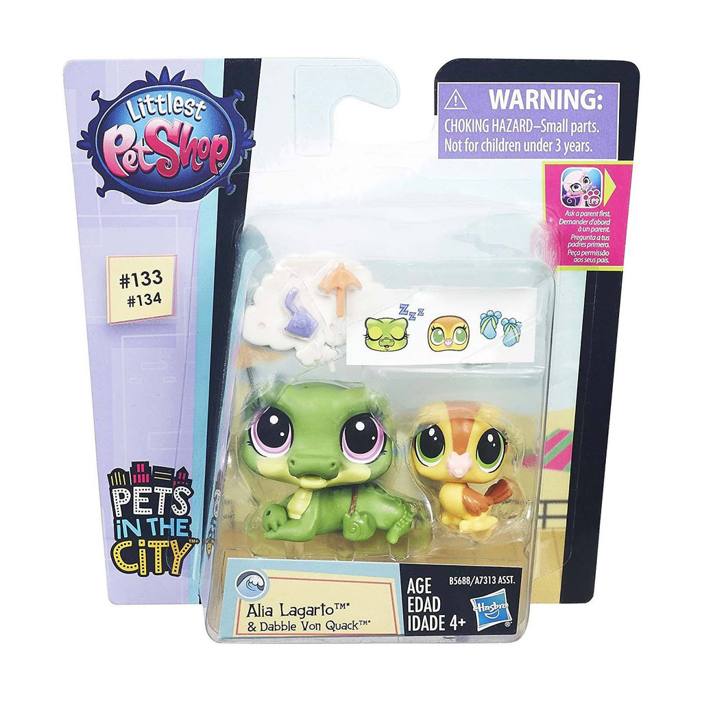 Littlest Pet Shop Pets City Alia Lagarto And Dabble Von Quack Figures