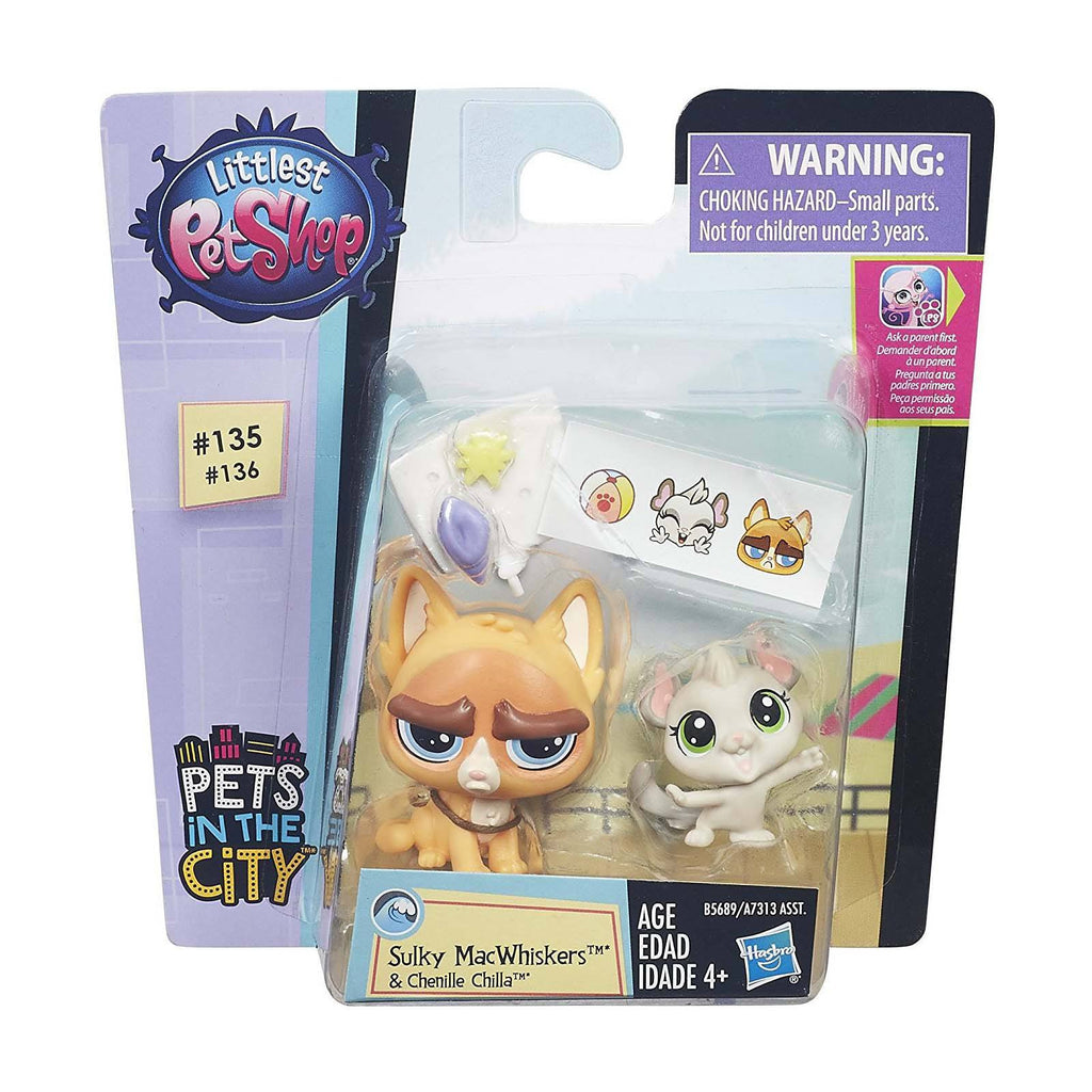 Littlest Pet Shop Pets City Sulky McWhiskers And Chenille Chilla Figures