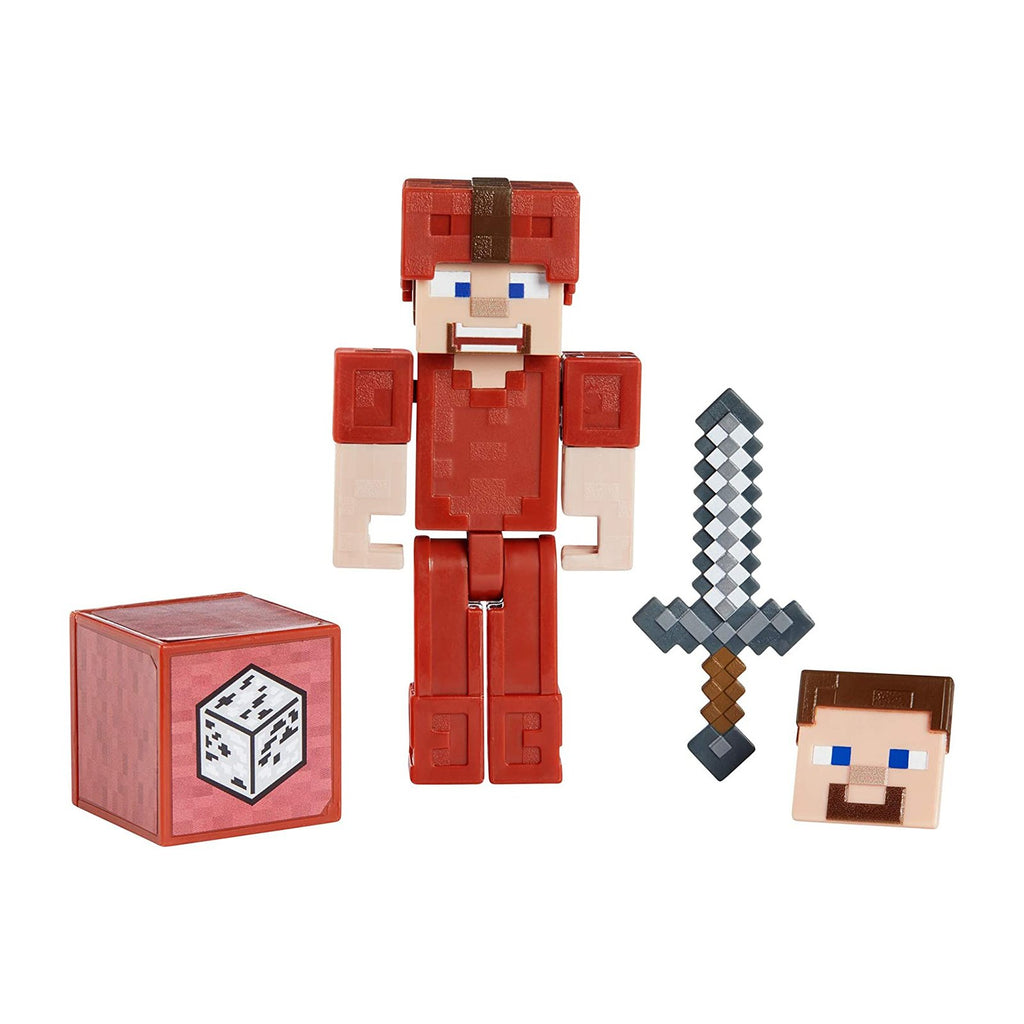 Minecraft Comic Maker Steve In Red Leather Armor Action Figure