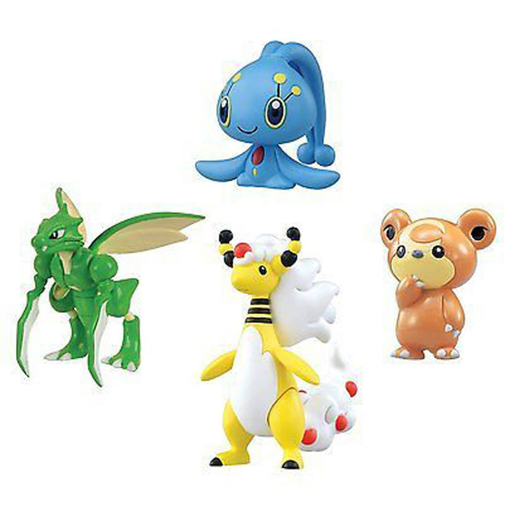 Pokemon XY Mega Ampharos Manaphy Teddiursa Scyther 4 Pack Of Mini Figures