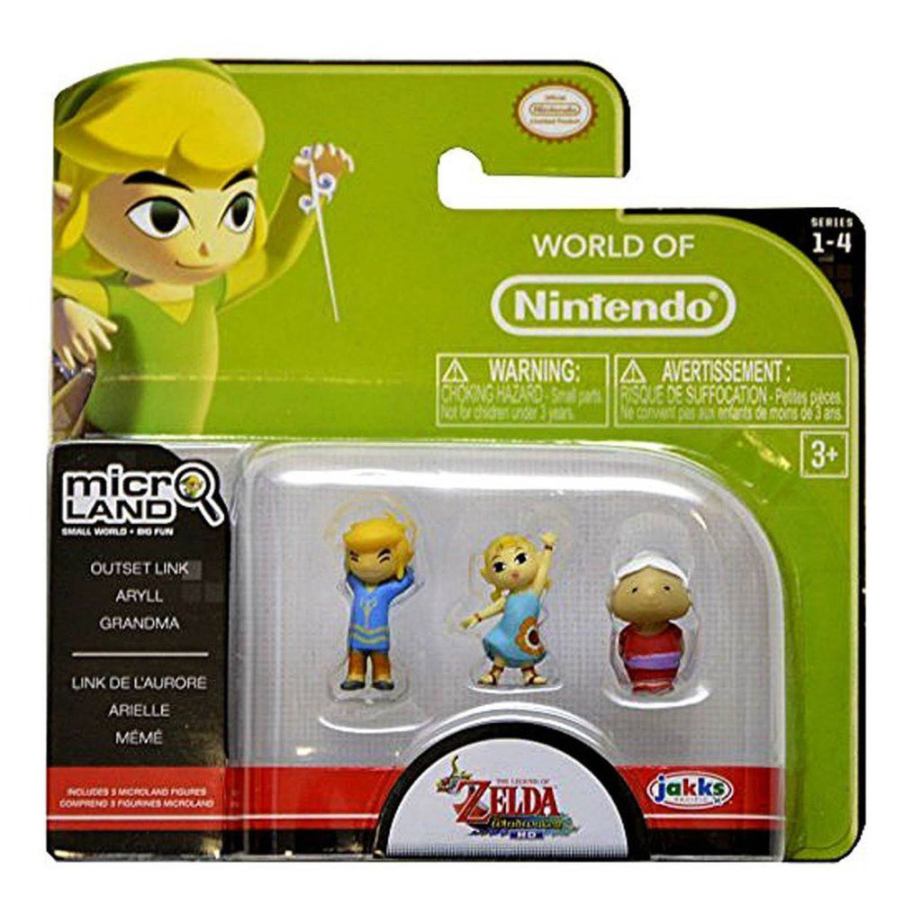 World of Nintendo Zelda Micro Land Outset Link Aryll Grandma 3 Pack Figures