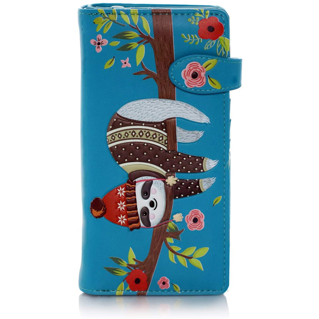 Shagwear Chillin Sloth Large Teal Zipper Wallet - Radar Toys