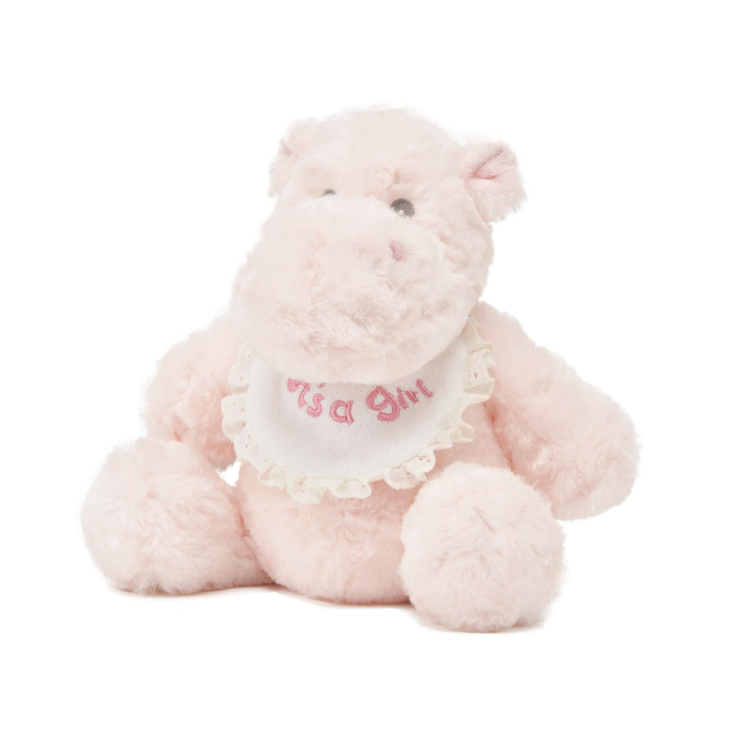 Unipak Hippo Pink It's A Girl Rattle 12 Inch Animal Plush