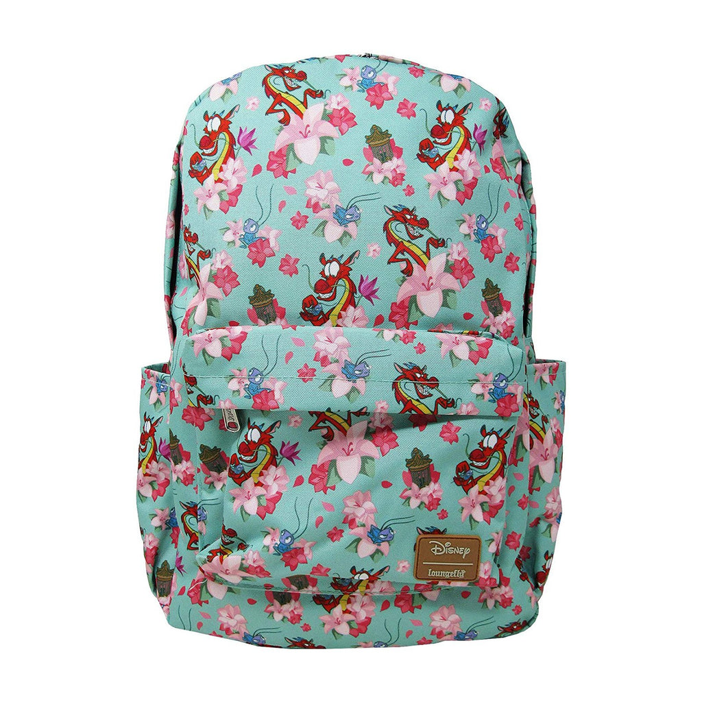 Loungefly Disney Mulan Mushu And Crickie Nylon All Over Print Backpack