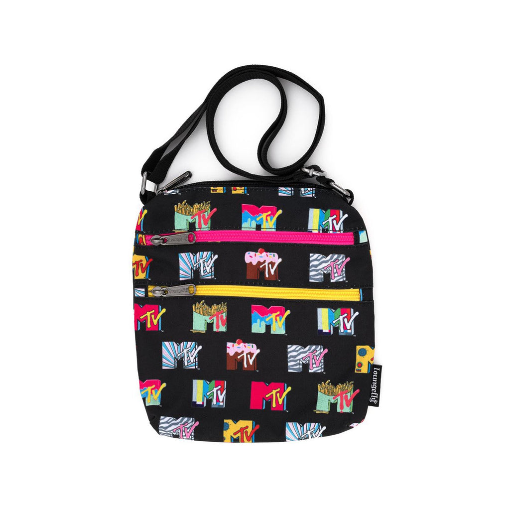 Loungefly MTV Logos All Over Print Passport Bag Purse