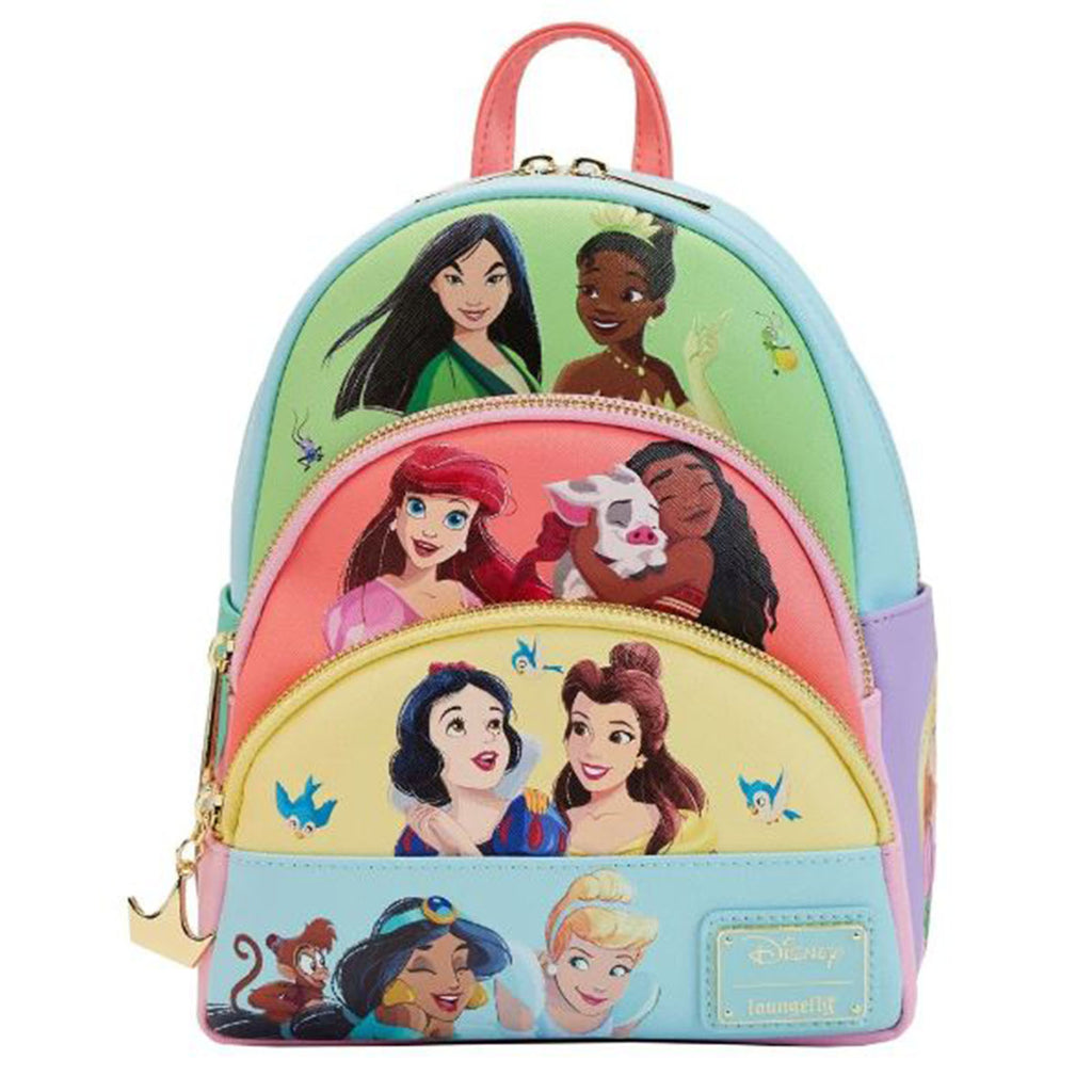 Loungefly Disney Princess Collage Triple Pocket Mini Backpack