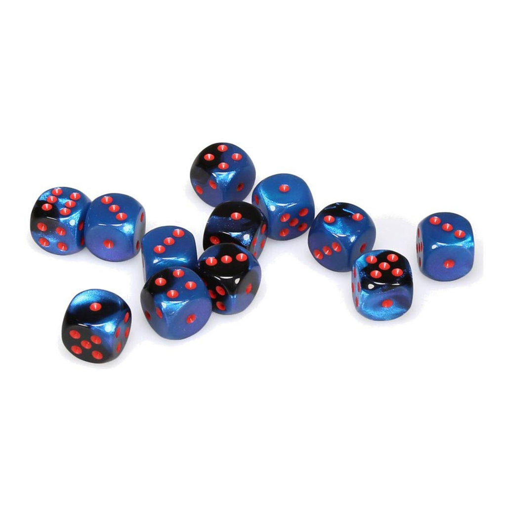 Chessex 12 Count 16mm D6 Black Starlight Red Dice CHX26658